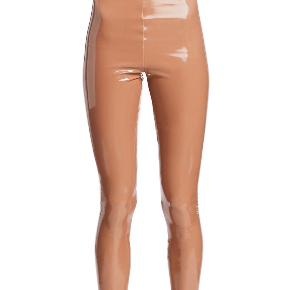 Commando nude beach liquid latex patent leather faux leather leggings